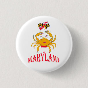 Badge Rond 2,50 Cm Joyeux crabe en Maryland, USA