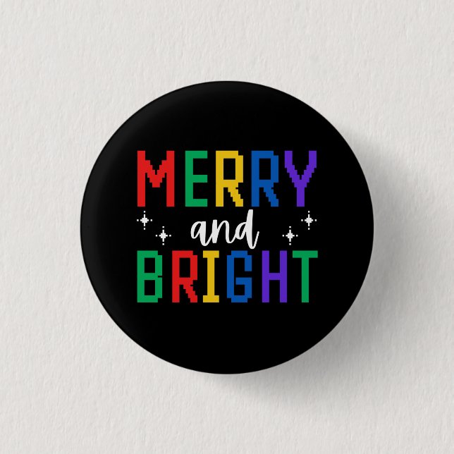 Badge Rond 2,50 Cm Joyeux Et Lumineux Noël (Devant)