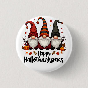 Badge Rond 2,50 Cm Joyeux Hallothanksmas Halloween Noël Gnomes