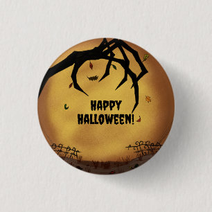Badge Rond 2,50 Cm Joyeux Halloween Main Effrayante