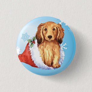 Badge Rond 2,50 Cm Joyeux Howliday LonghEI Dachshund
