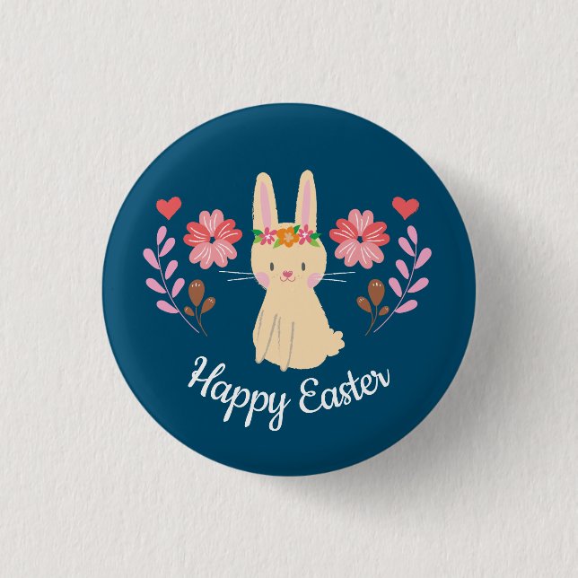 Badge Rond 2,50 Cm Joyeux lapin de printemps de Pâques (Devant)