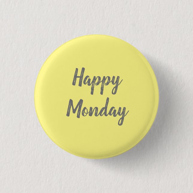 Badge Rond 2,50 Cm Joyeux lundi sur l'arrière - plan jaune (Devant)