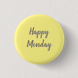 Badge Rond 2,50 Cm Joyeux lundi sur le arrière - plan jaune