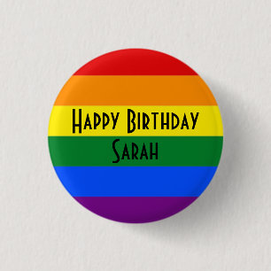 Badge Rond 2,50 Cm Joyeux modèle d'insigne arc-en-ciel d'anniversaire