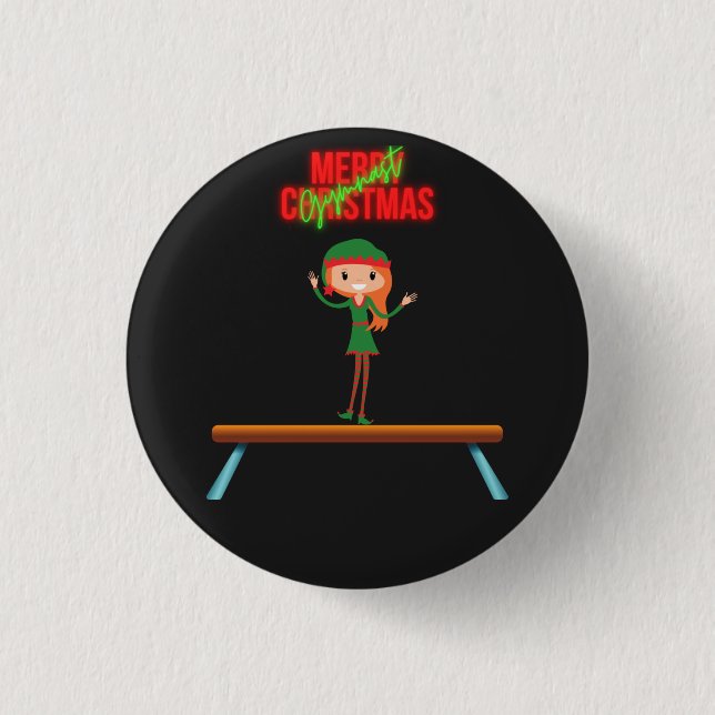 Badge Rond 2,50 Cm Joyeux Noël Gymnast Elf (Devant)