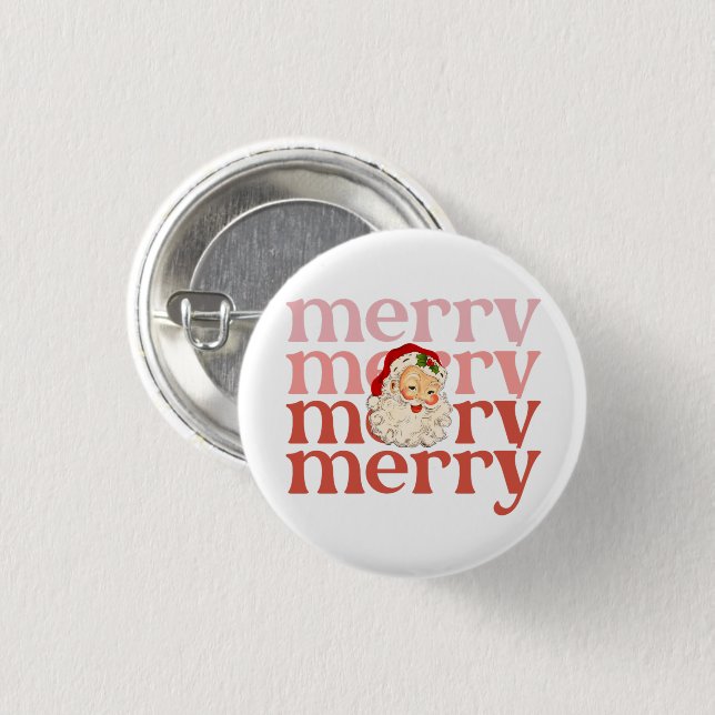 Badge Rond 2,50 Cm Joyeux Noël père Noël (Devant & derrière)