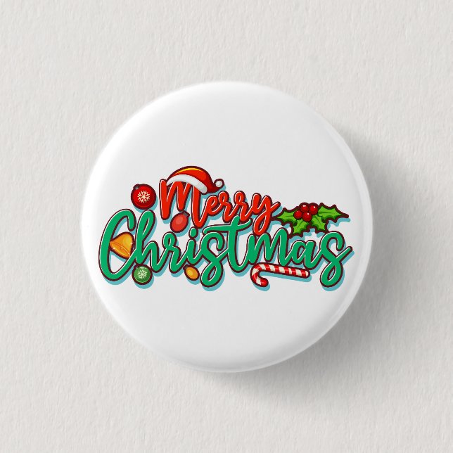 Badge Rond 2,50 Cm Joyeux Noël Typographie Décorative Script (Devant)