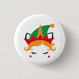 Badge Rond 2,50 Cm Joyeux Noël Unicorn Elf Button