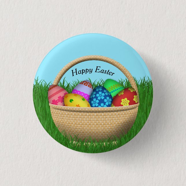 Badge Rond 2,50 Cm Joyeux panier de Pâques (Devant)