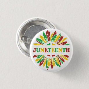 Badge Rond 2,50 Cm Juneteenth   Sunflower   Red Black Green