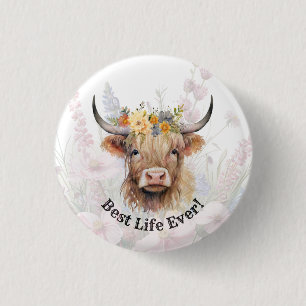 Badge Rond 2,50 Cm JW Best Life Ever ! Broche à boutons de vache High