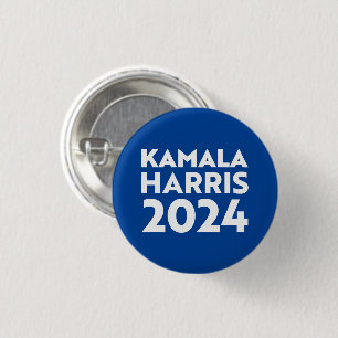 Badge Rond 2,50 Cm Kamala Harris 2024 typographie moderne blanc bleu