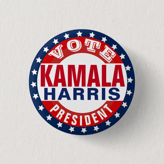 Badge Rond 2,50 Cm Kamala Harris pour le président (Devant)