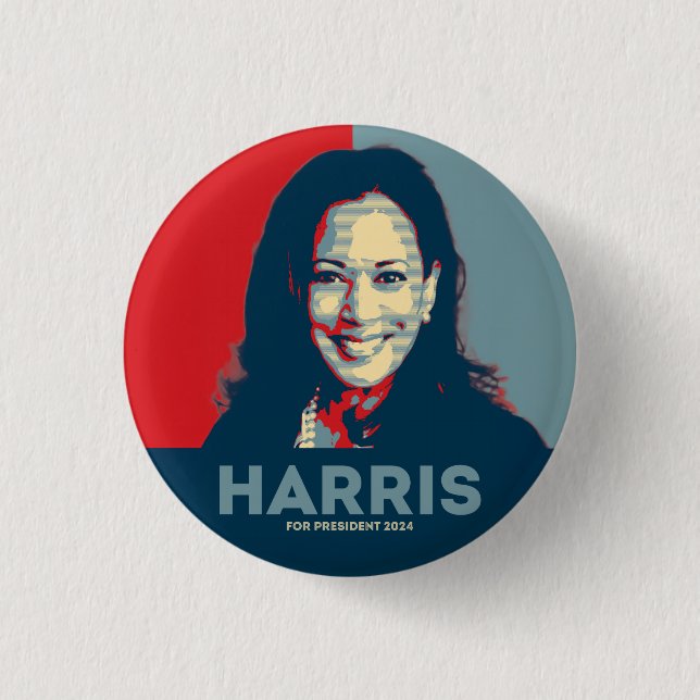 Badge Rond 2,50 Cm Kamala Harris Pour Président 2024 (Devant)
