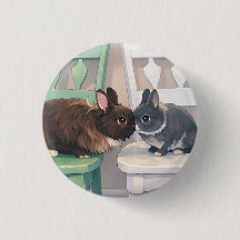 Kawaii Anime Two Bunnies Button