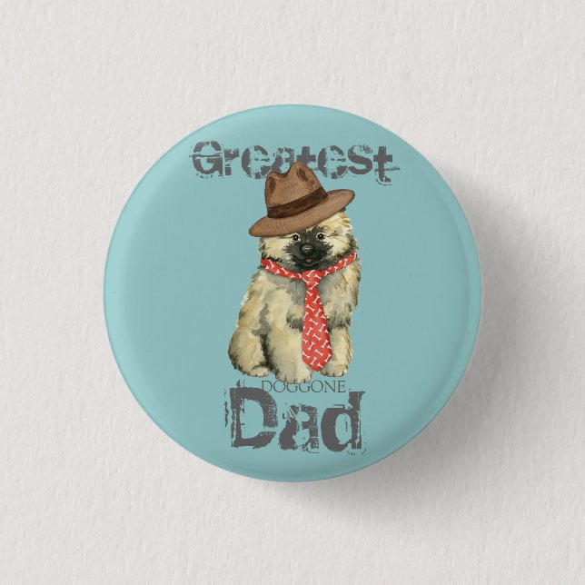 Badge Rond 2,50 Cm Keeshond Papa (Devant)
