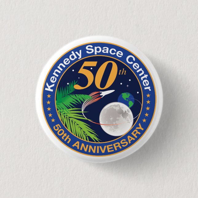Badge Rond 2,50 Cm Kennedy Space Center (50e anniversaire) (Devant)