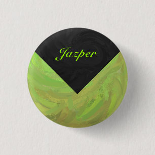 Badge Rond 2,50 Cm Kiwi Bash Vert et noir Monogramme