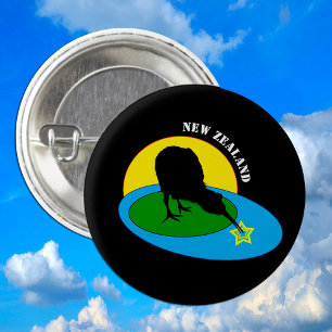 Badge Rond 2,50 Cm Kiwi - New Zealand Bird & Bro /travel buttons