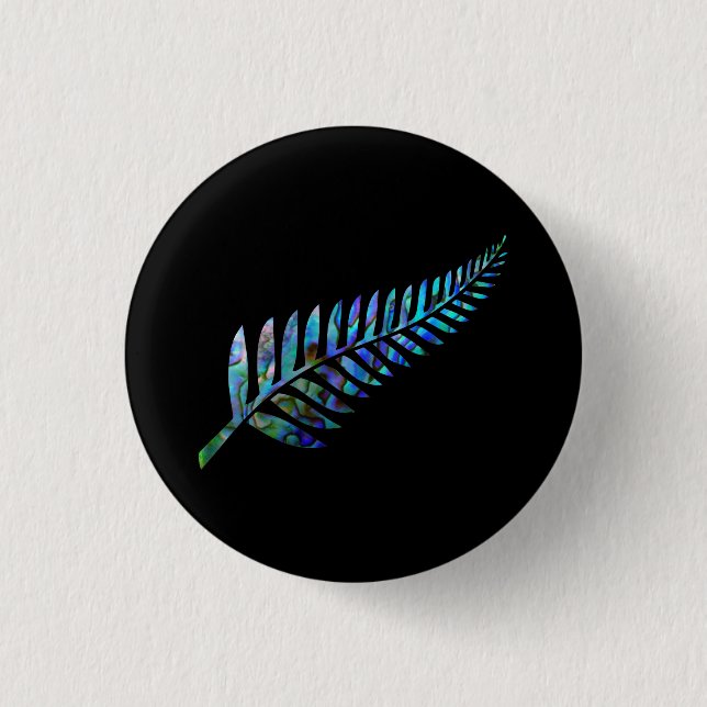 BADGE ROND 2,50 CM KIWI NEW ZEALAND FERN PAUA (Devant)