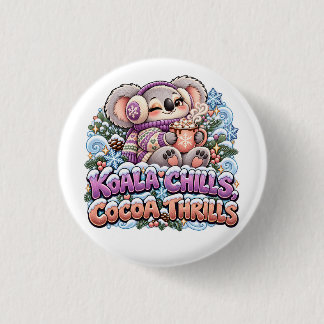 Badge Rond 2,50 Cm Koala se détend, le cacao fait des merveilles Koal