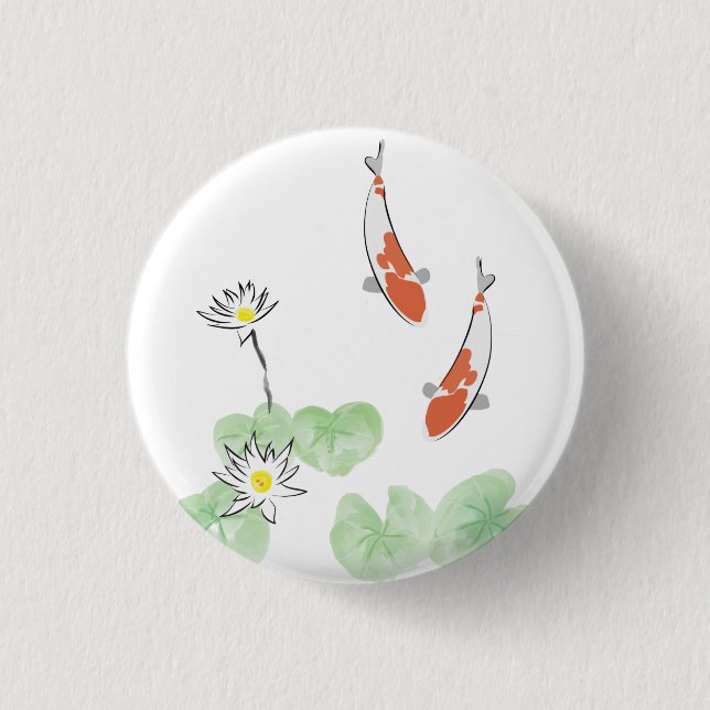 Badge Rond 2,50 Cm Koi Pond - Bouton rond Arrière - plan blanc (Devant)