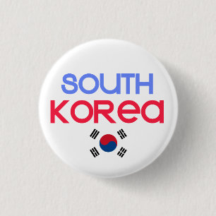 Badge Rond 2,50 Cm La Corée du Sud et l'a (drapeau sud-coréen)