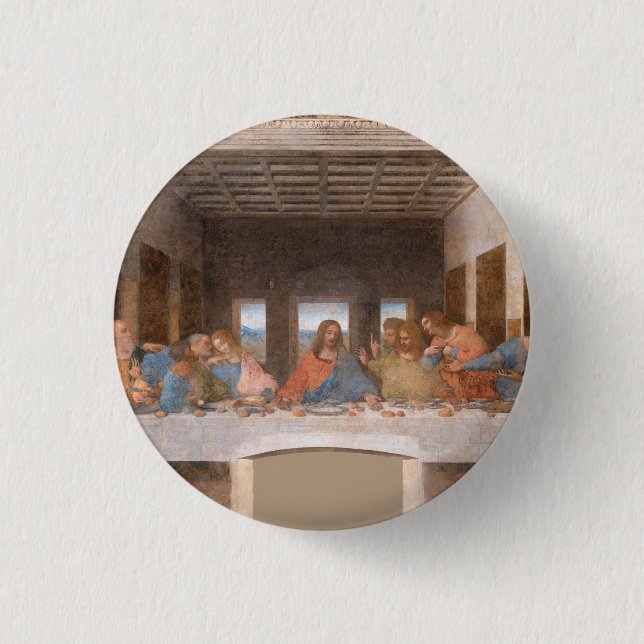 Badge Rond 2,50 Cm La Dernière Cène de Léonard de Vinci (Devant)