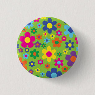 Badge Rond 2,50 Cm La marguerite fleurit la ?ère fête d'anniversair