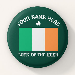 Badge Rond 2,50 Cm La Saint-Patrick Drapeau Irlande Nom Personnalisé