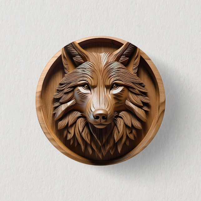 Badge Rond 2,50 Cm La sculpture sur bois de loup, (Devant)