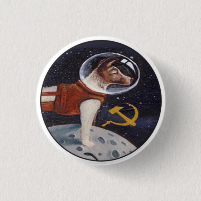 Badge Rond 2,50 Cm Laika - le premier chien dans l'espace (Devant)