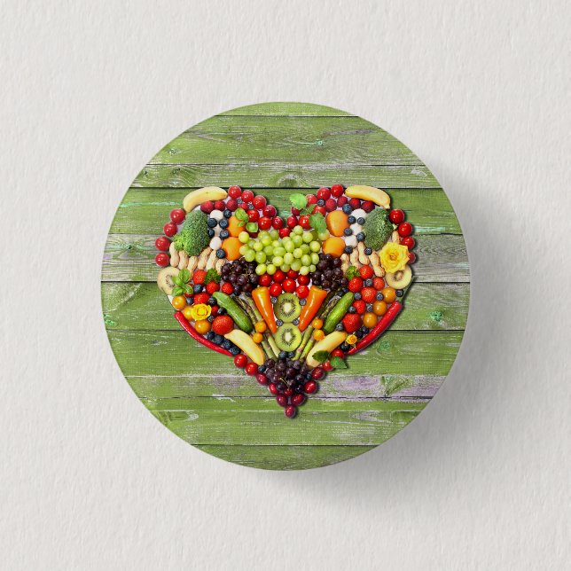 Badge Rond 2,50 Cm L'AMOUR DE VEGAN - ton coeur (Devant)