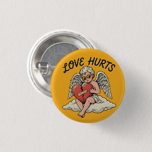 Badge Rond 2,50 Cm L'amour fait mal Cupidon Ange