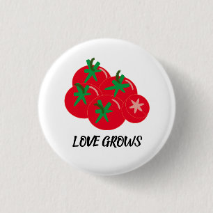 Badge Rond 2,50 Cm L'amour pousse les tomates rouges
