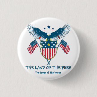 Badge Rond 2,50 Cm Land of the Free Eagle Button