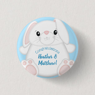 Badge Rond 2,50 Cm Lapin Baby shower lapin bleu
