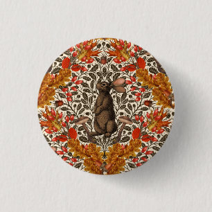 Badge Rond 2,50 Cm Lapin d'automne sur blanc