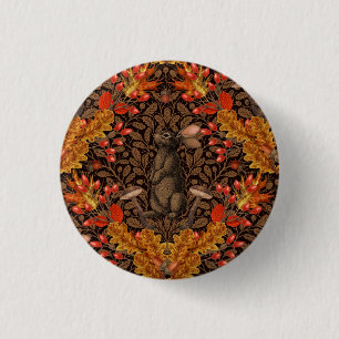 Badge Rond 2,50 Cm Lapin d'automne sur brun