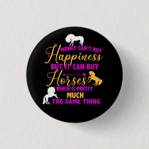 Badge Rond 2,50 Cm L'argent peut acheter des chevaux violet jaune