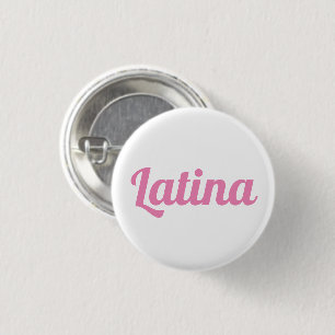 Badge Rond 2,50 Cm Latina rose et blanc texte de script personnalisé