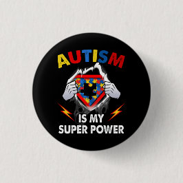 Badge Rond 2,50 Cm L'autisme est ma super puissance Superhero Puzzle 