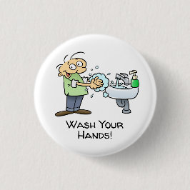 Badge Rond 2,50 Cm Lavez vos mains en caricature