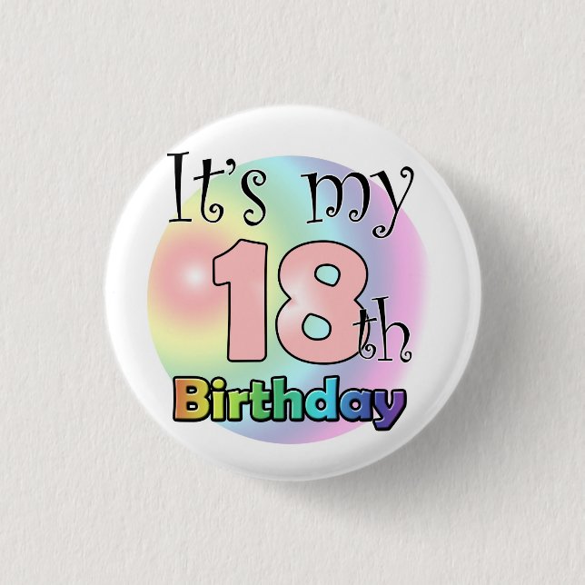 Badge Rond 2,50 Cm Le 18e anniversaire de l'enfant (rose) (Devant)