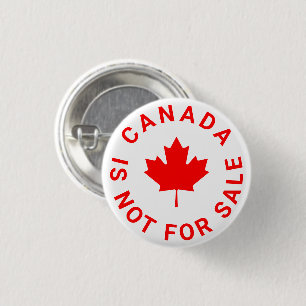 Badge Rond 2,50 Cm Le Canada n'est pas à vendre typographie feuille d