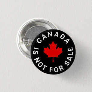 Badge Rond 2,50 Cm Le Canada n'est pas en vente texte rouge feuille d