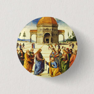 Badge Rond 2,50 Cm Le Christ remettant les clefs à saint Pierre