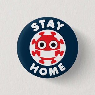 Badge Rond 2,50 Cm Le Coronavirus reste à la maison