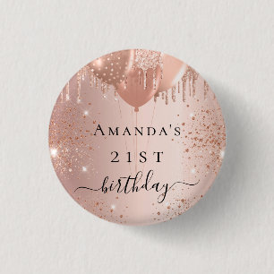 Badge Rond 2,50 Cm Le Jour de la Rose dorée